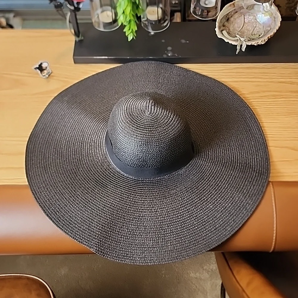 Black Wide-brim Sun Hat - Picture 5 of 5